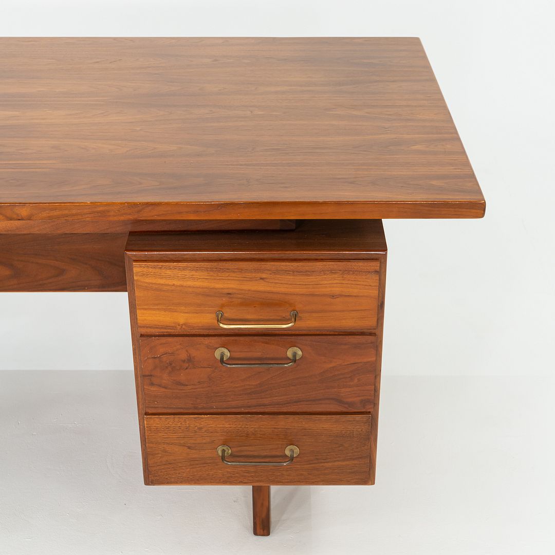1970s Jens Risom Design Executive Desk in Walnut with Three Drawers