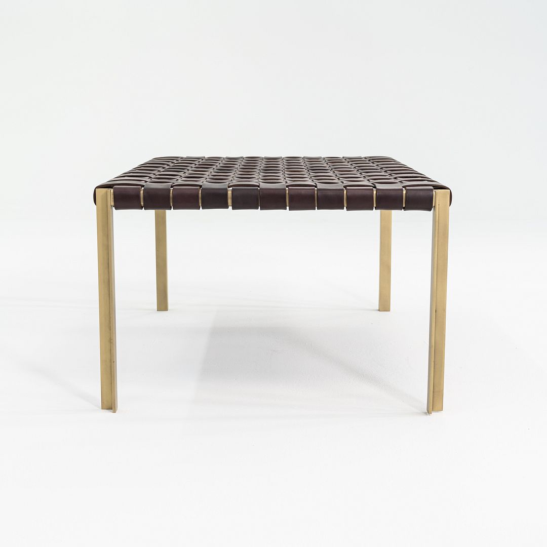 2020s Gratz / Laverne TG-18 Small Bench in Bronze and Brown Leather 27x44 Inches