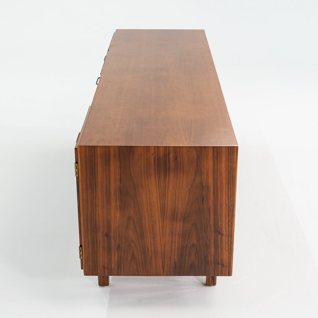 1970s Jens Risom Designs Credenza / Cabinet in Walnut and Brass 72x20 inches