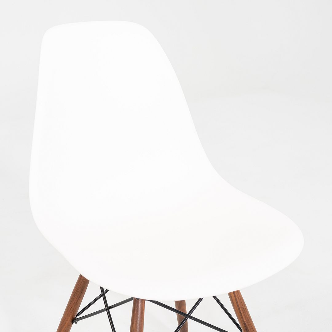2021 Herman Miller Eames DSW Dining Side Chair in White w/ Walnut Base 4x Avail