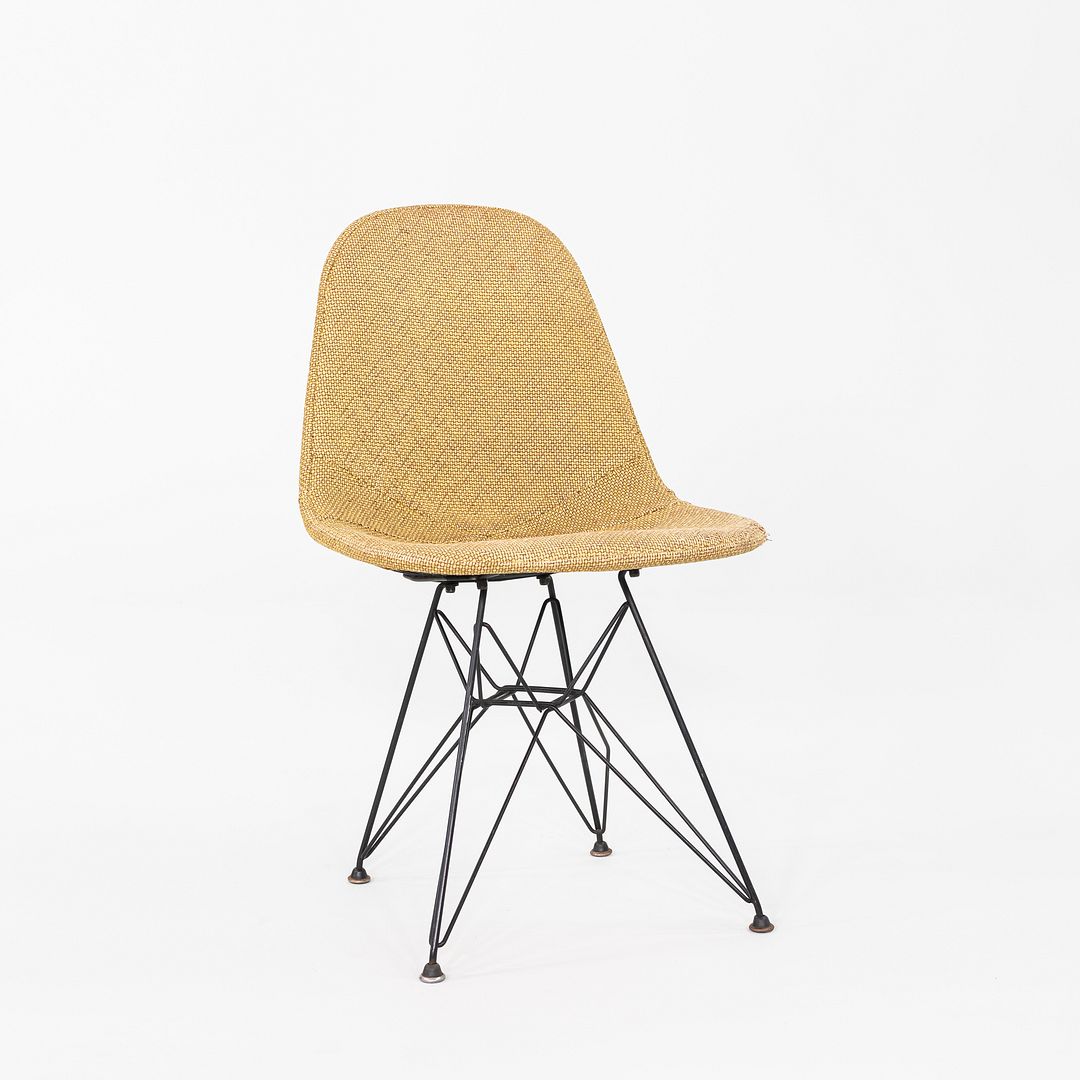 1954 Pair of Eames Herman Miller DKR-1 Chairs w/ Eiffel Bases in Hopsack Fabric