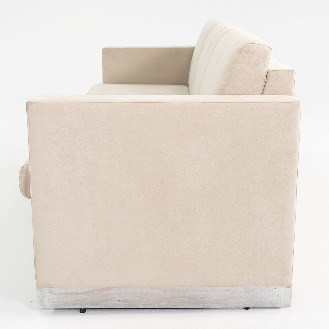 1990s John Nelson for Tuohy Furniture Three Seat Tuxedo Sofa 83" w/ White Fabric