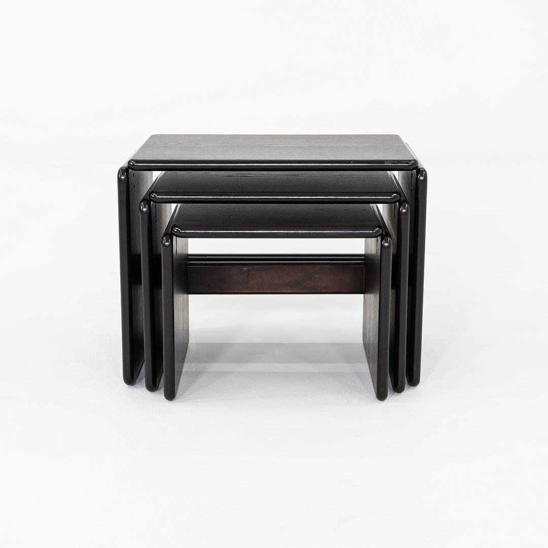1970s Set of Three Modern Ebonized Wood Nesting Tables Produced in Italy 21x14
