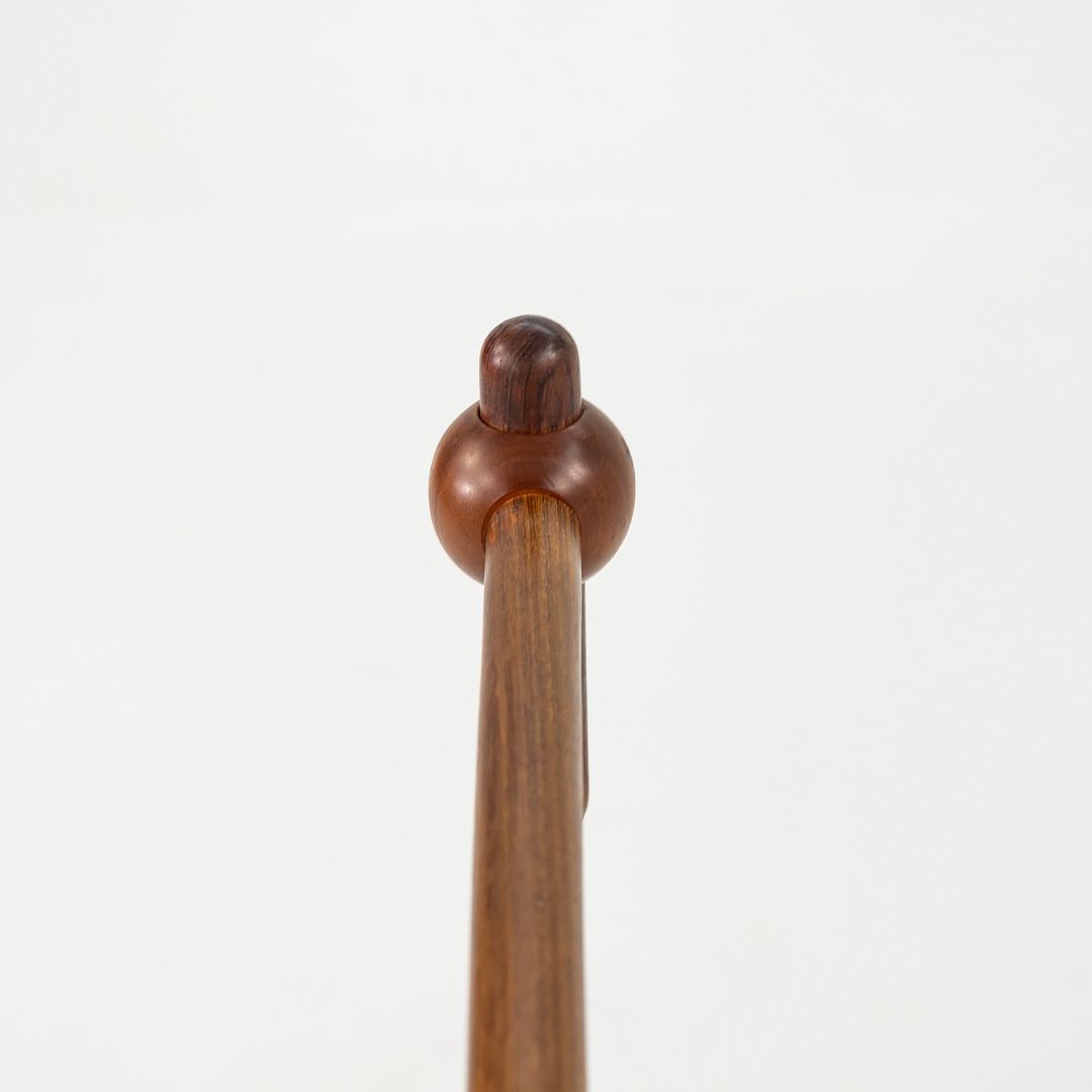 1970s Scandinavian or Danish Custom Teak Cane or Walking Stick w/ Metal 35.5"