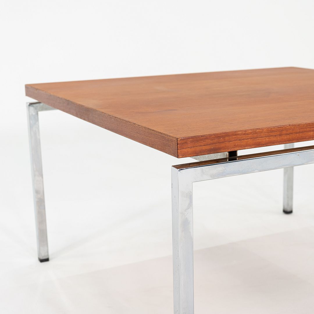 1970s Danish Chromed Steel and Teak Coffee or End Table 33 x 33 x 19 inches