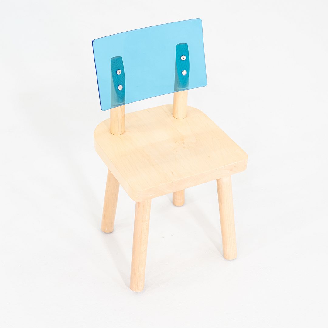 2020s Nico and Yeye Childrens Side Chairs & Dining Table in Blue Acrylic & Maple