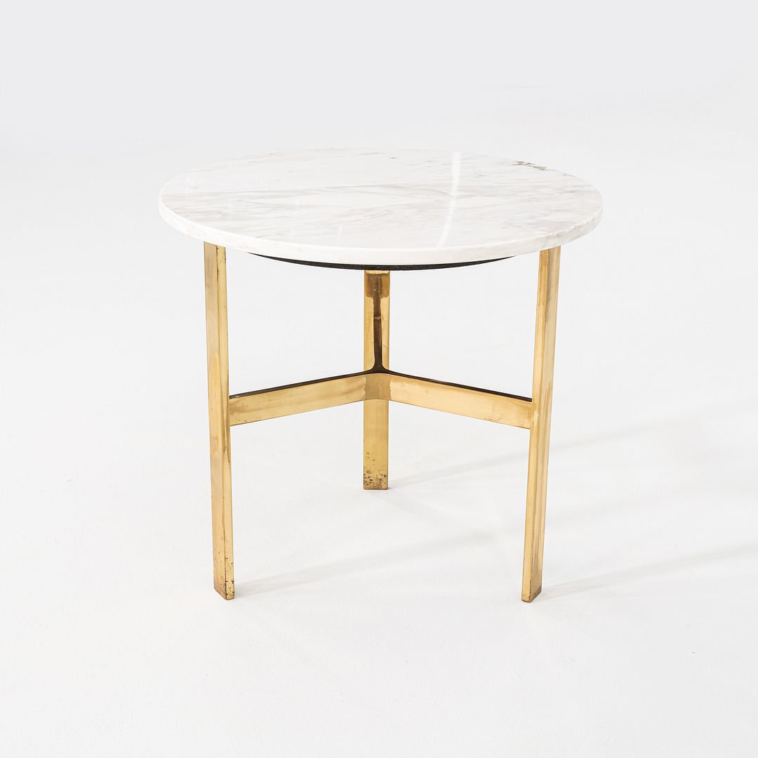 1970s Jacob Epstein Cumberland Side / End Table w/ Bronze Base & Marble Top 22"