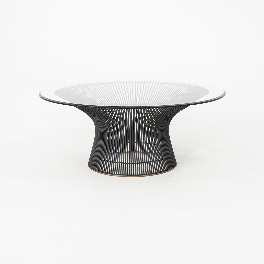 SOLD 1960s Warren Platner for Knoll Coffee Table 36 Inch Glass Top in Dark Bronze