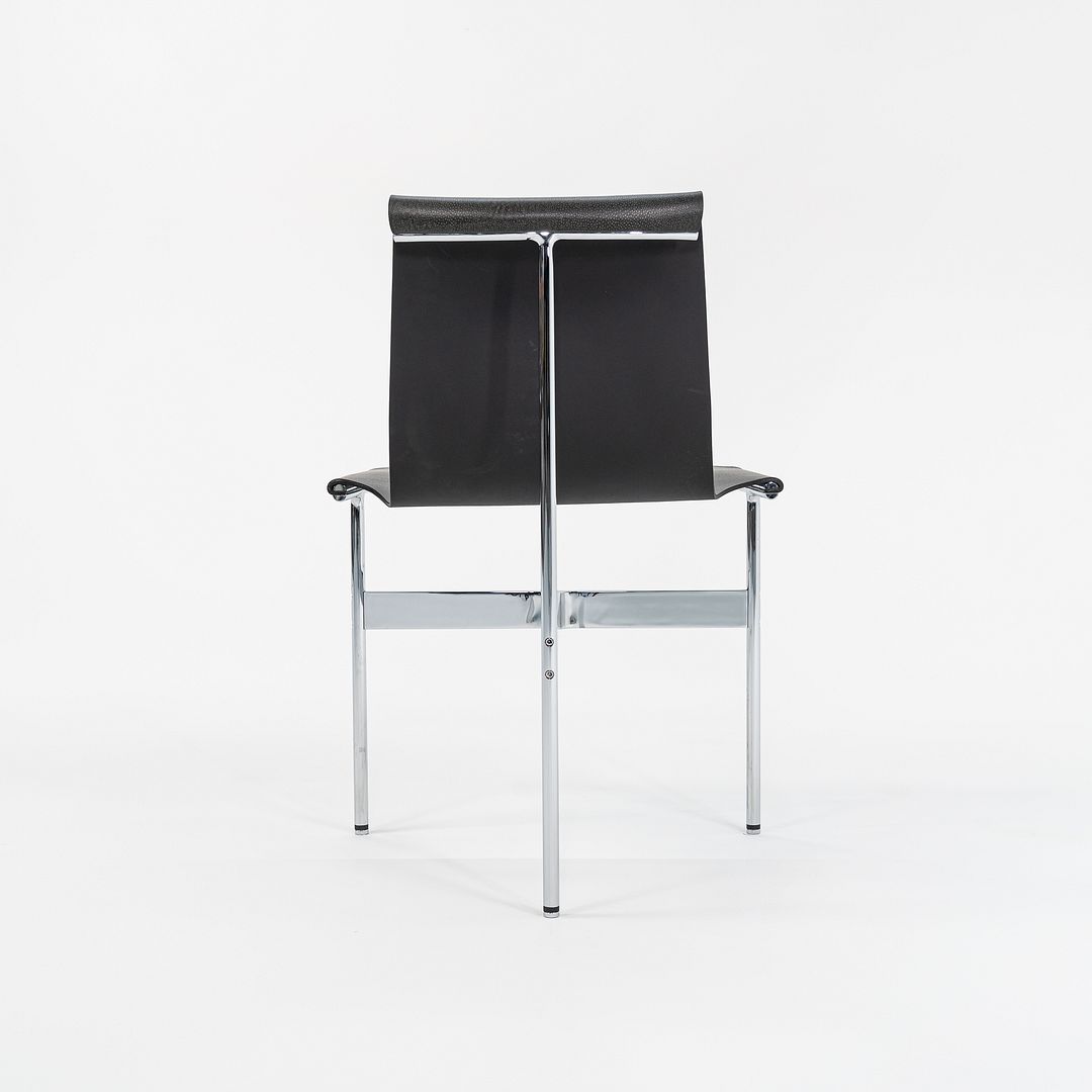 Set of Four Made to Order Gratz TG-10 Sling Dining Chairs Black Speckled Leather