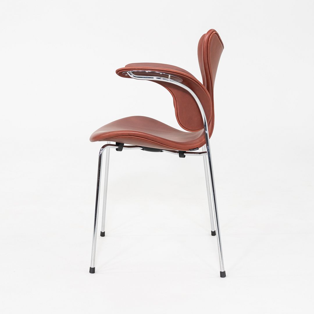 2022 Arne Jacobsen for Fritz Hansen Lily Arm Chair in Chestnut Grace Leather