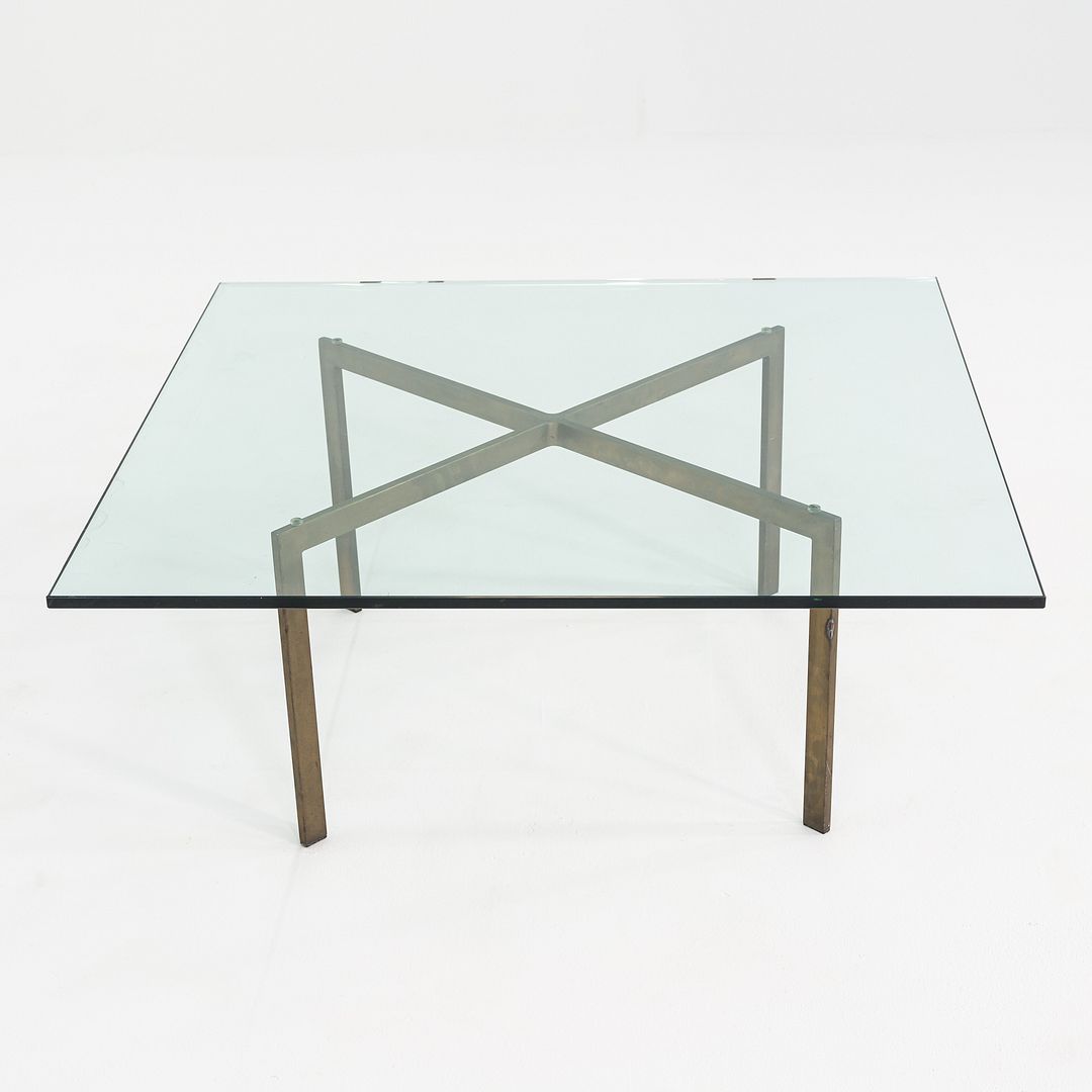 1960s Mies van der Rohe Barcelona Coffee Table with Bronze Base and Glass Top