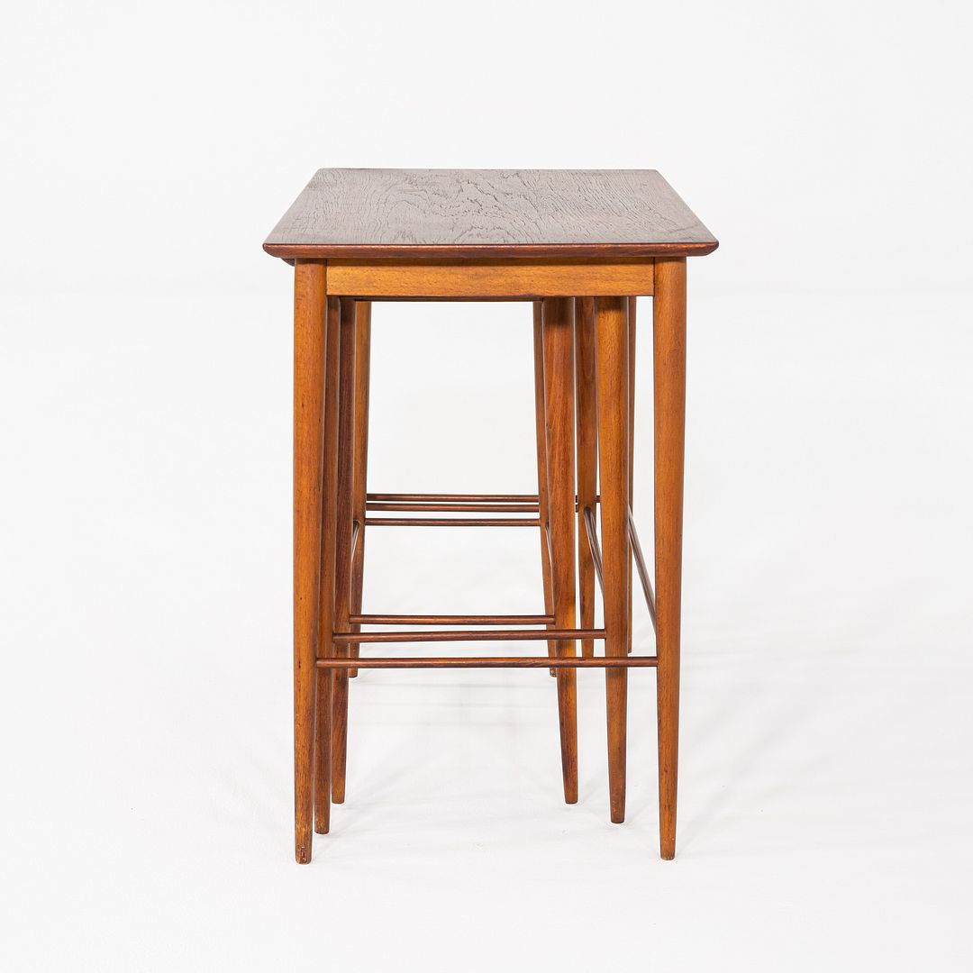 1970s Set of Three Danish Teak Nesting Tables with Clean Lines, Made in Denmark