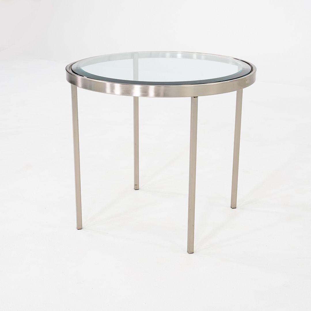 2000s Stainless Steel and Glass End Table Attributed to Geiger or Cumberland 27"