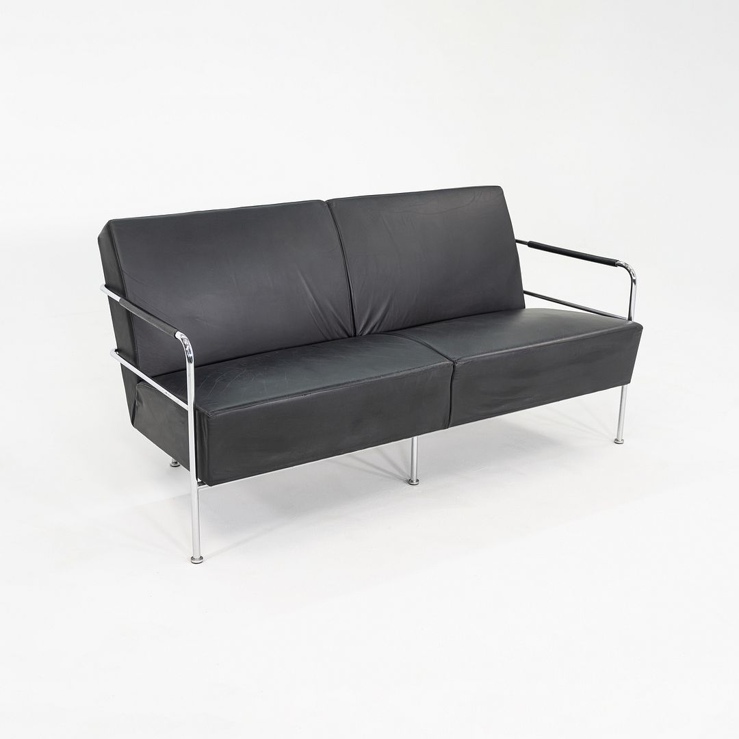 1990s Gunilla Allard for Lammhults Cinema Sofa / Loveseat Steel & Black Leather