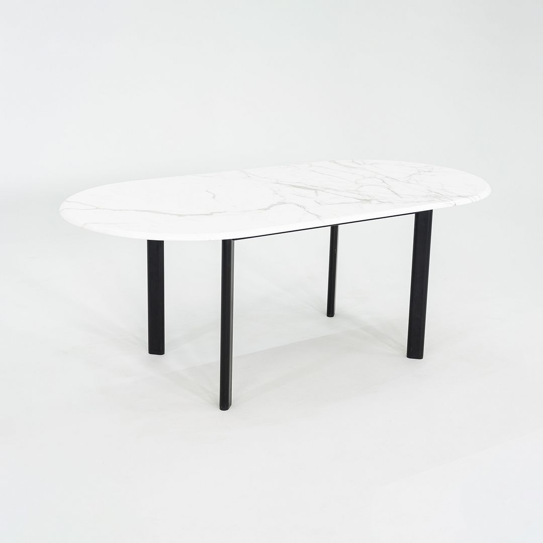 SOLD 1990 Knoll Joseph D'Urso Racetrack Dining / Work Table in Steel with Marble Top