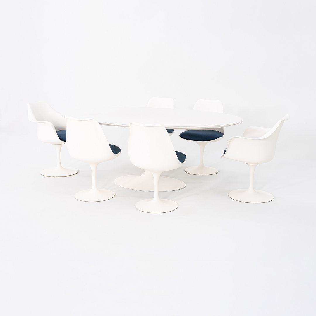 SOLD 1960s Eero Saarinen for Knoll 78x48 inch Oval Tulip Dining Table in White Laminate