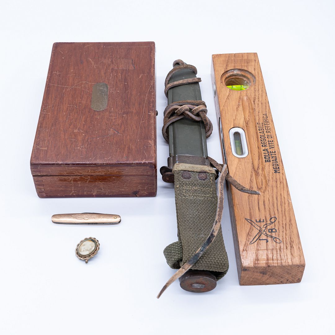 1940s Gordon Bunshaft's Personal Items Including Drafting Tools, Knives, & Level