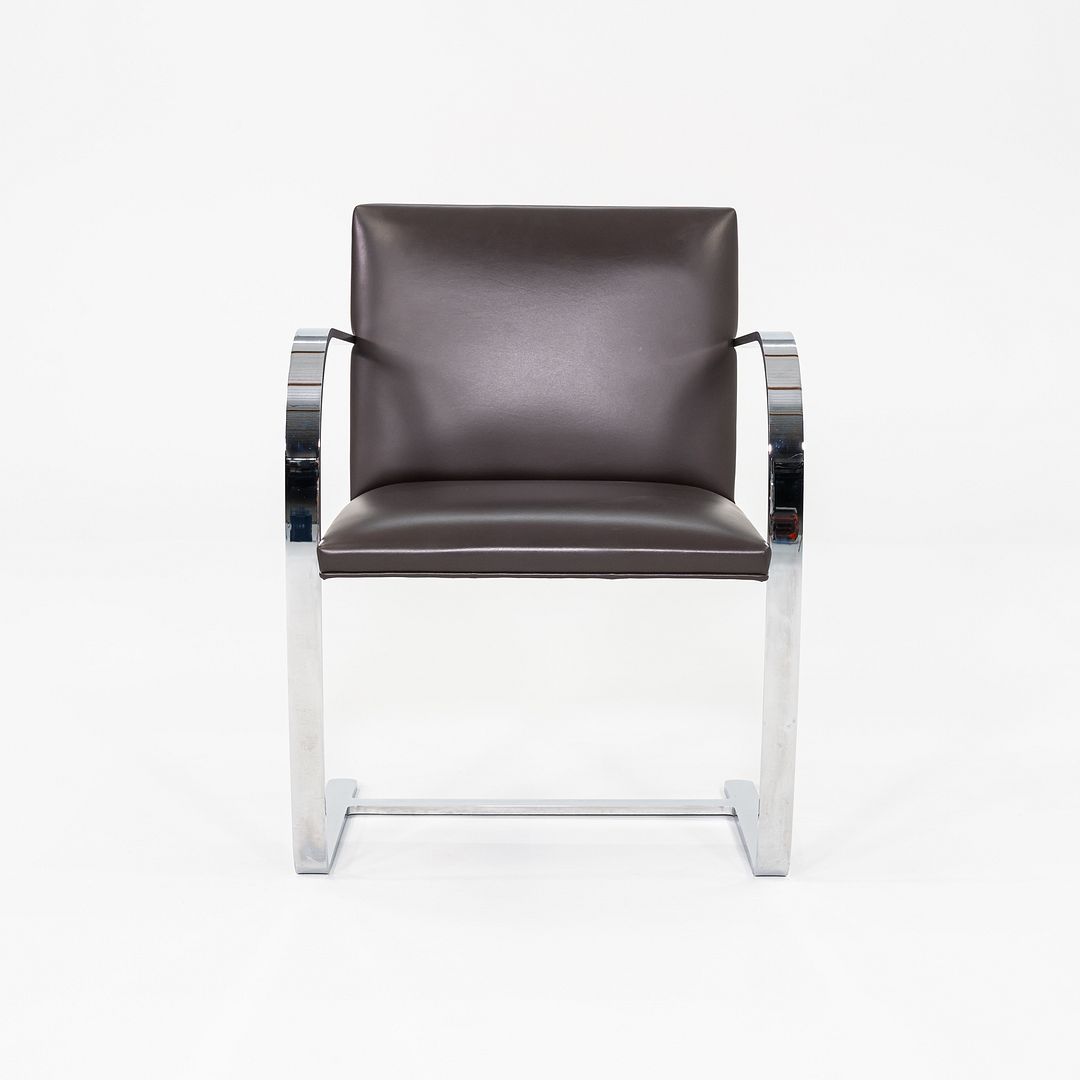 2010s Mies van der Rohe Knoll Flat Bar Brno Dining Arm Chair in Brown 20+ Avail