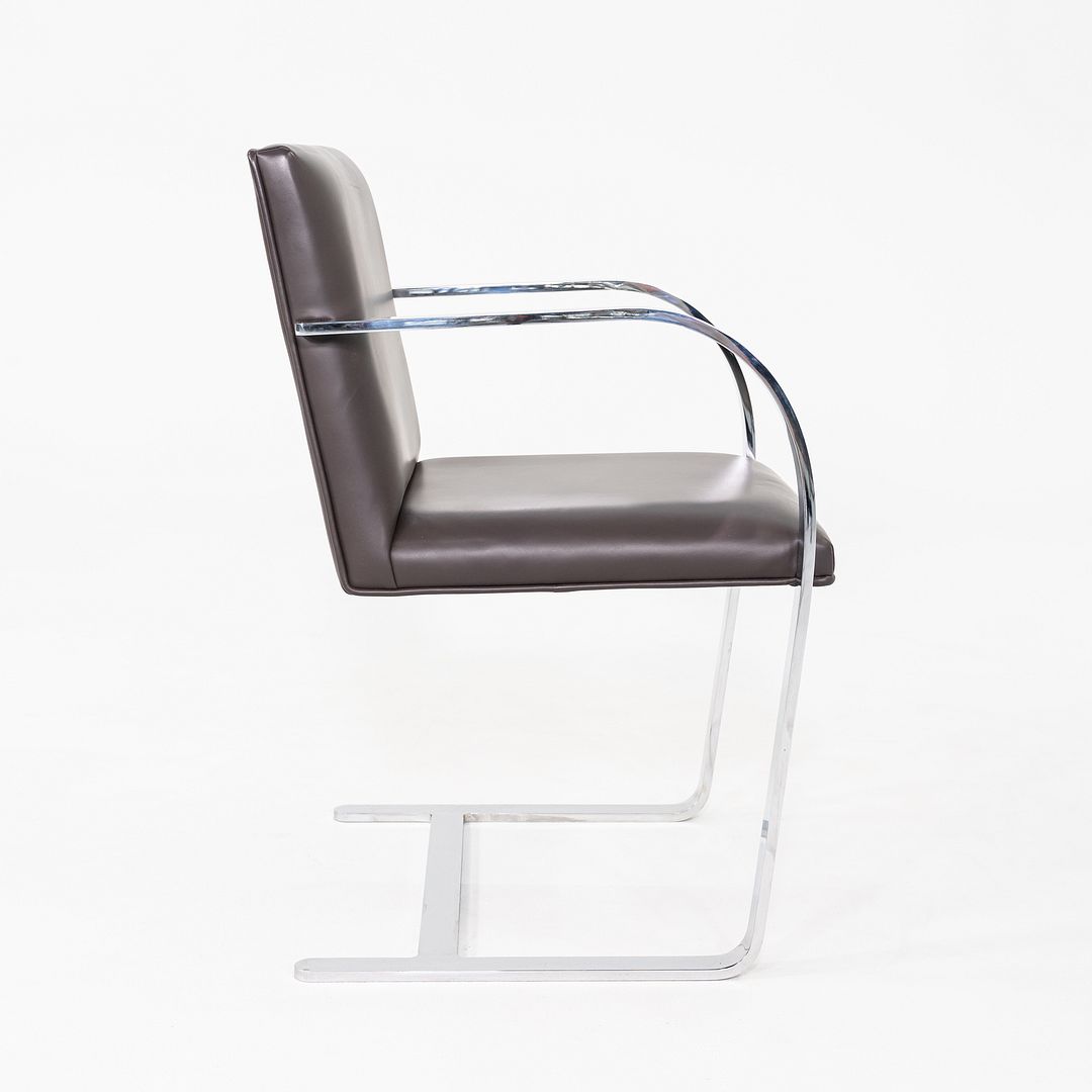2010s Mies van der Rohe Flat Bar Brno Dining Chair in Brown Leather 12+ Avail
