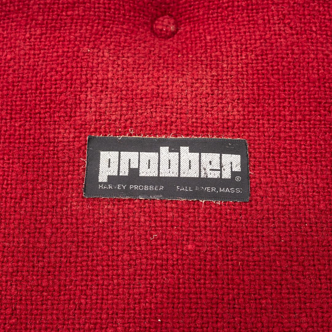 1970s Harvey Probber Cantilever Lounge Chair in Red Hopsack Upholstery Fabric