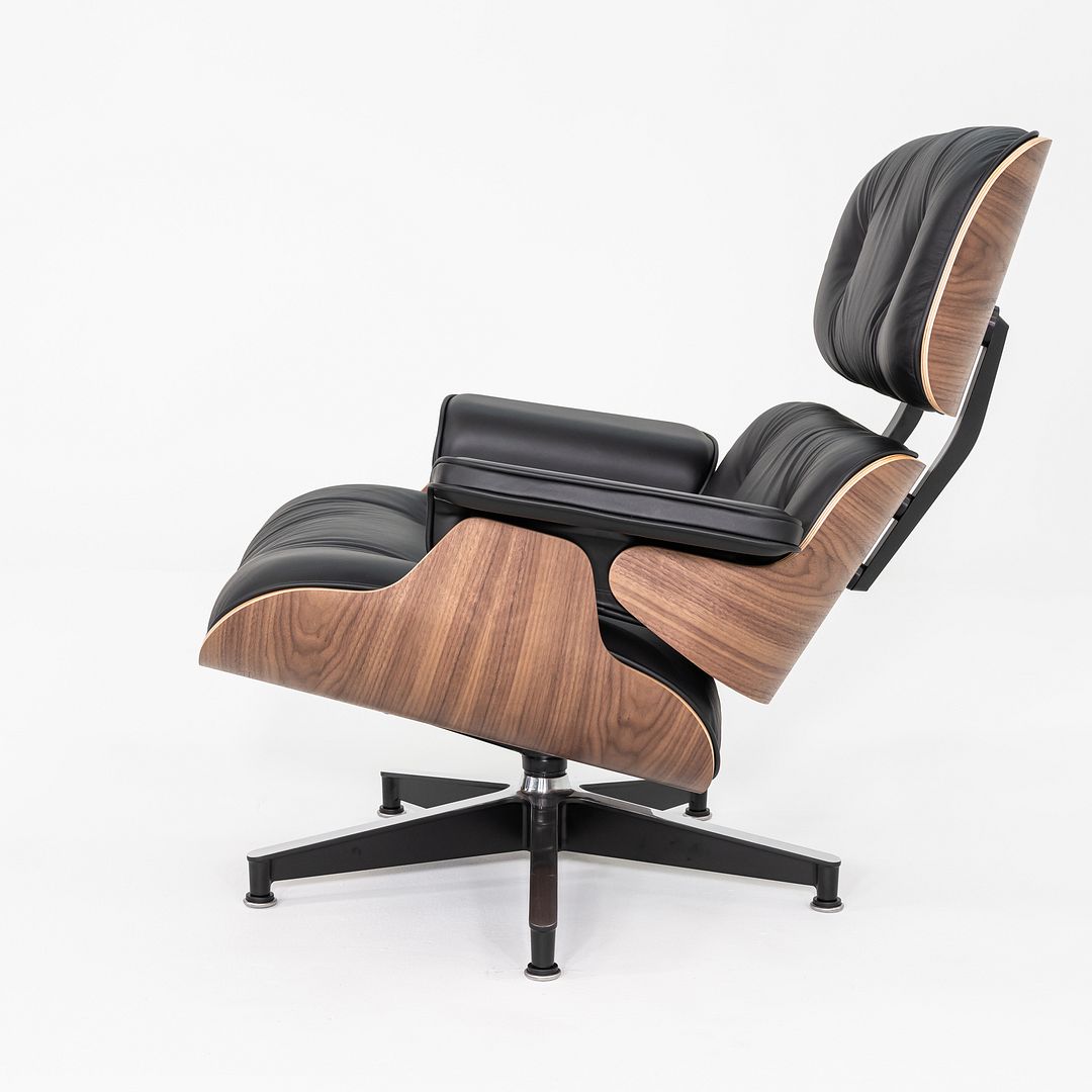 SOLD 2025 Herman Miller Eames Lounge Chair and Ottoman in Black Leather and Walnut