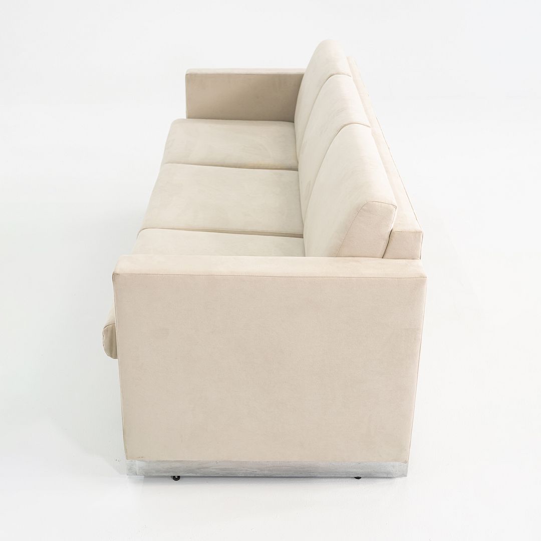 1990s John Nelson for Tuohy Furniture Three Seat Tuxedo Sofa 83" w/ White Fabric