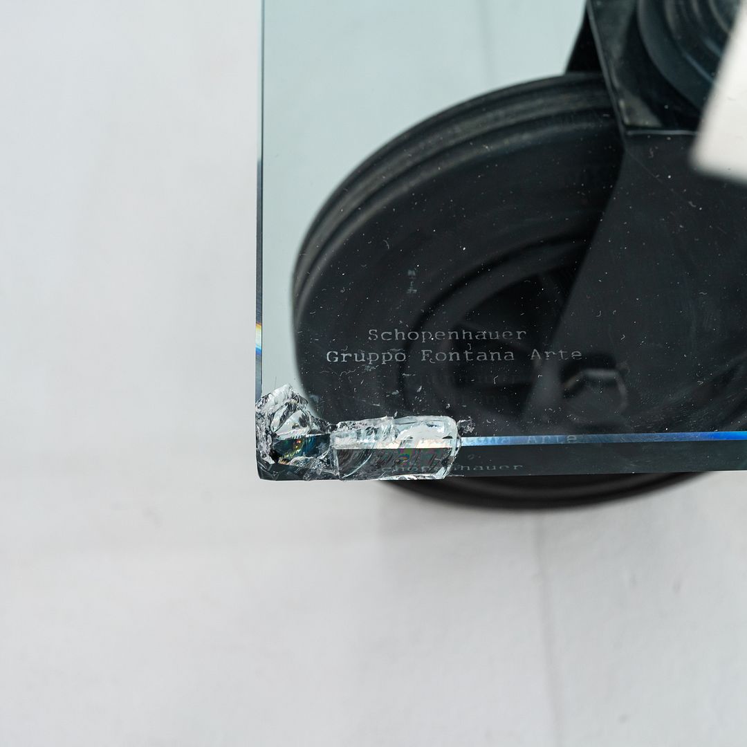 1990s Gae Aulenti for Fontana Arte Tavolo Con Ruote Glass Coffee Table 47 Inches