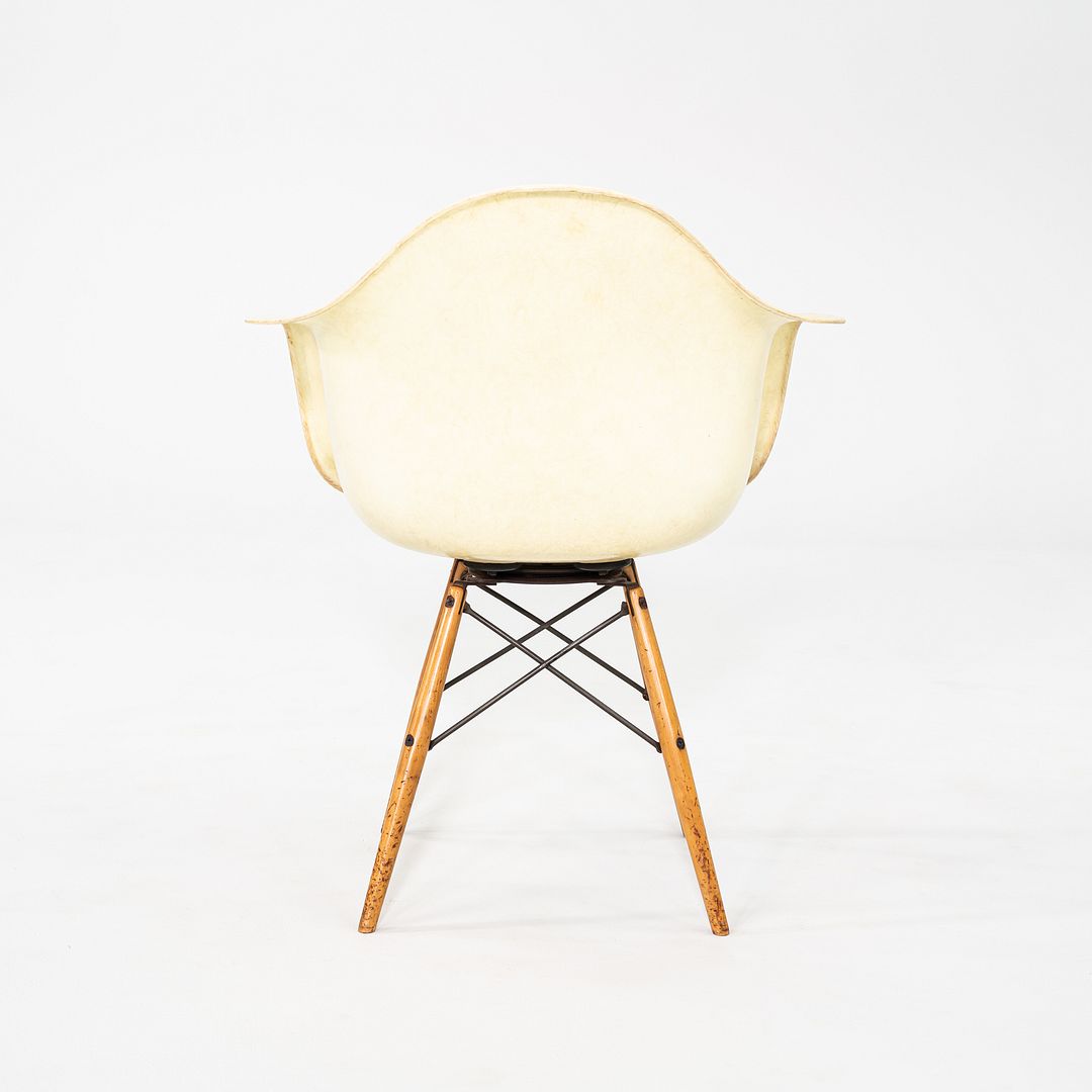 C. 1950 Herman Miller Eames PAW Swivel Chair w/ Birch Dowel Base in Parchment