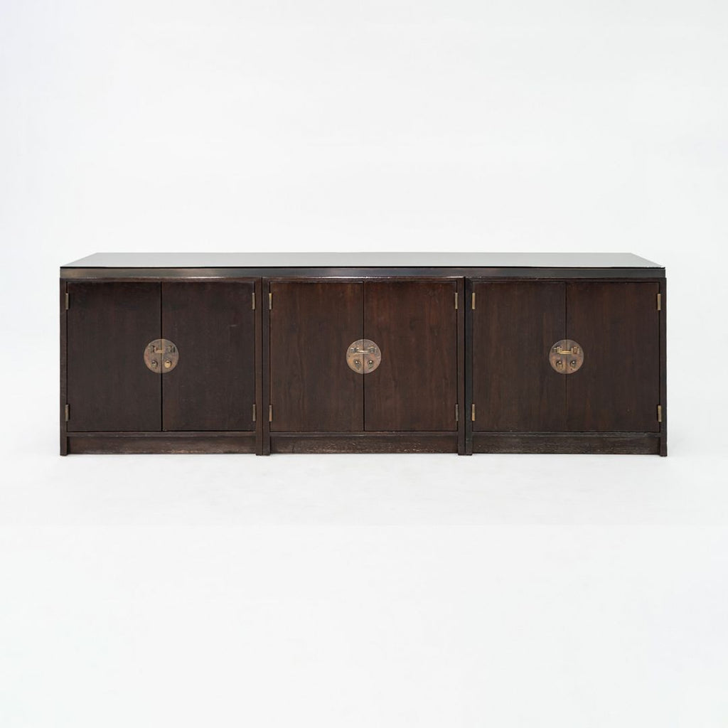 1950s Edward Wormley for Dunbar Walnut Ming Sideboard Cabinet w/ Brass Hardware