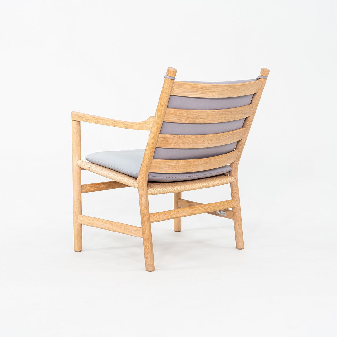 C. 2020 Pair of Hans Wegner for Carl Hansen CH44 Ladderback Lounge Chairs in Oak with Cushions