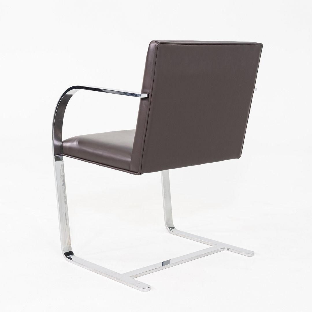 2010s Mies van der Rohe Flat Bar Brno Dining Chair in Brown Leather 12+ Avail