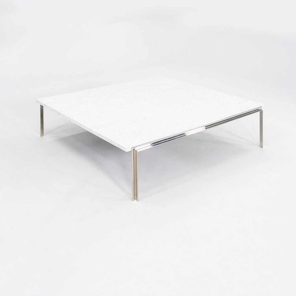1990s Steel & Carrara Marble Coffee Tables Attributed to Treitel Gratz 2x Avail