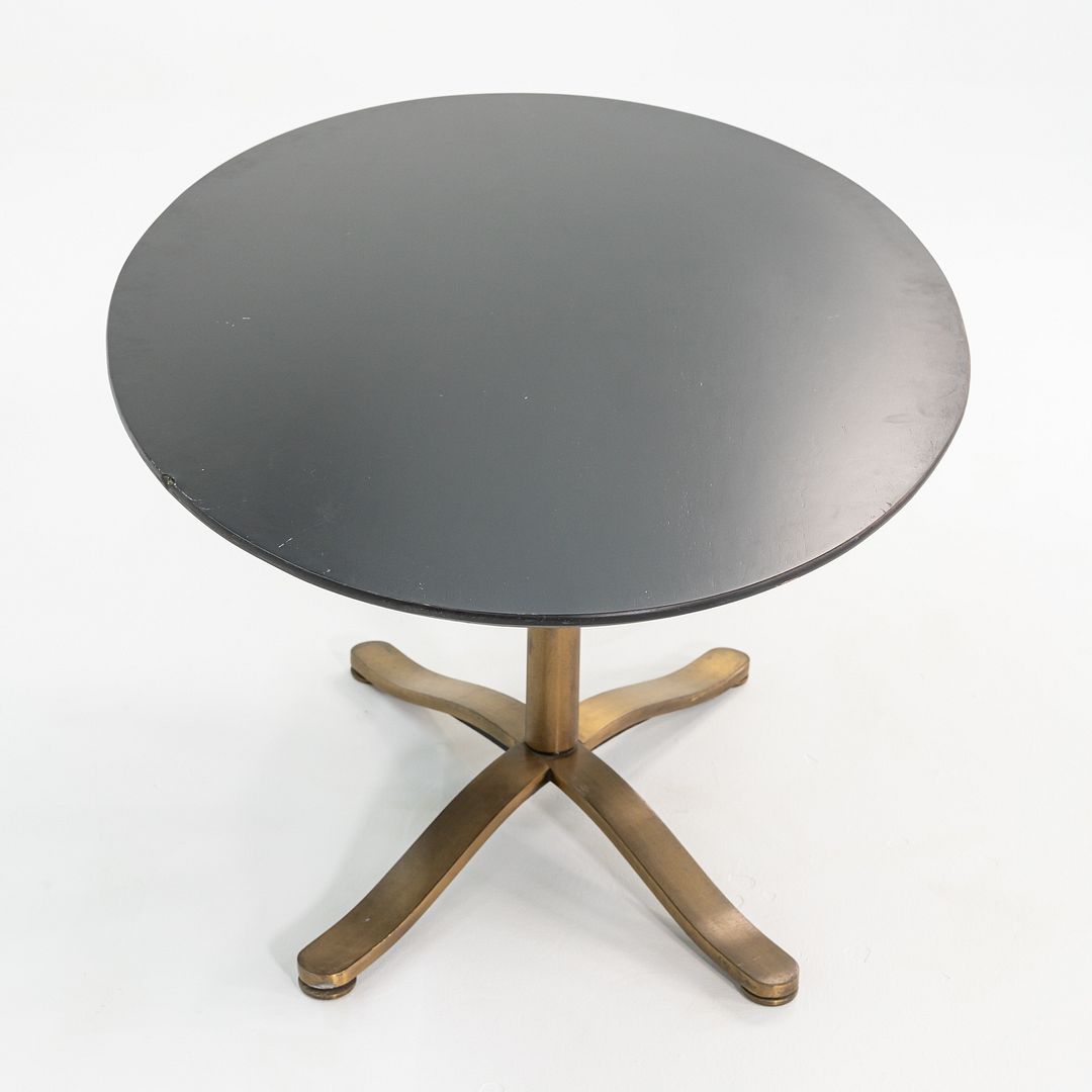 1980s Nicos Zographos Solid Bronze Oval Alpha Dining Table with Ebonized Wood Top