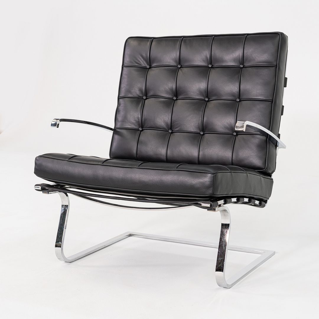 Mies van der Rohe for Knoll Tugendhat Armchair in New Black Leather & Stainless