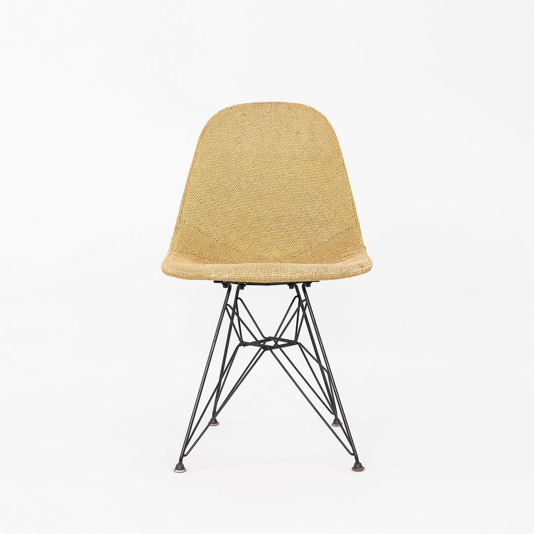 1954 Pair of Eames Herman Miller DKR-1 Chairs w/ Eiffel Bases in Hopsack Fabric