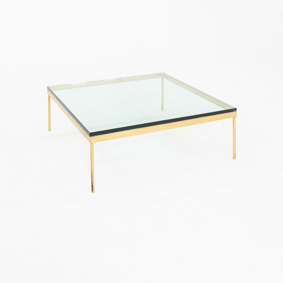 1970s Bronze and Glass Square Coffee Table Attributed to Ward Bennett 42 inch