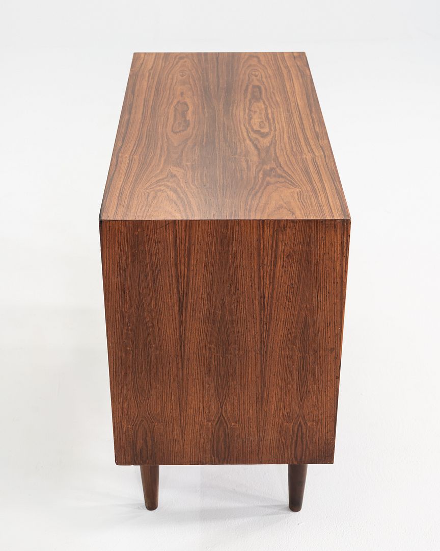 1970s Kai Kristiansen Feldballes Rosewood Media / Record Cabinet Tambour Doors