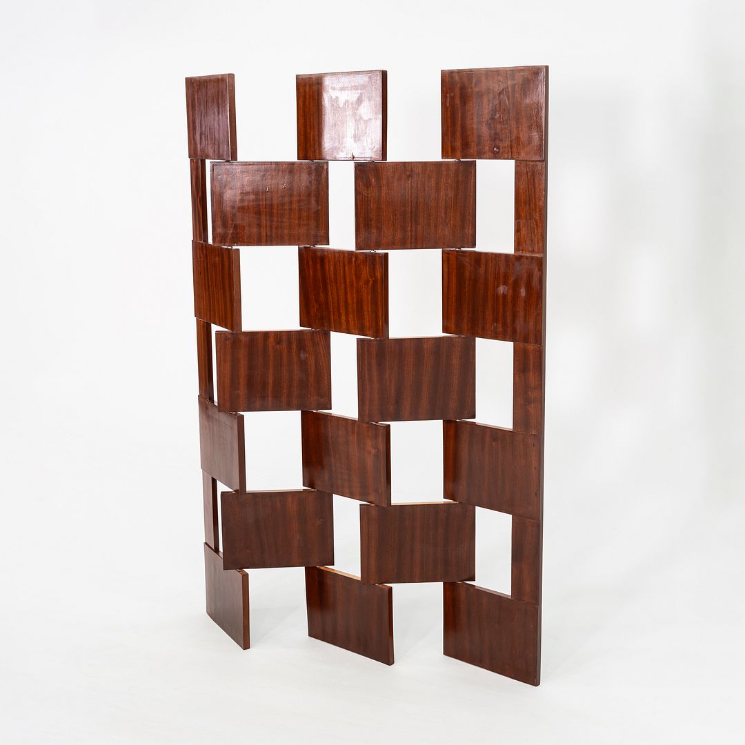 C. 1980s Eileen Gray Brick Screen Laquage Paravent Room Divider in Mahogany