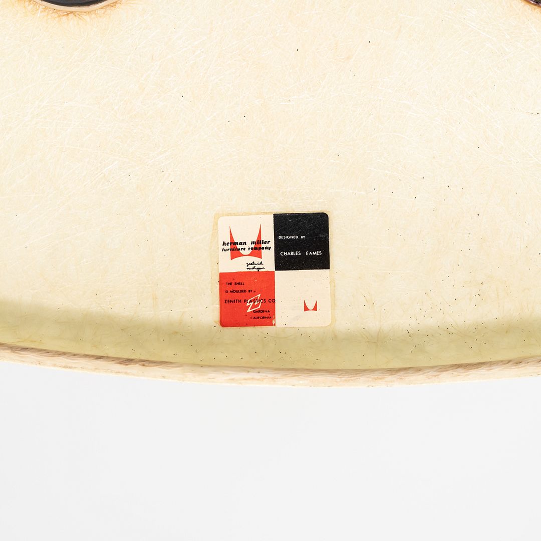 C. 1950 Herman Miller Eames PAW Swivel Chair w/ Birch Dowel Base in Parchment