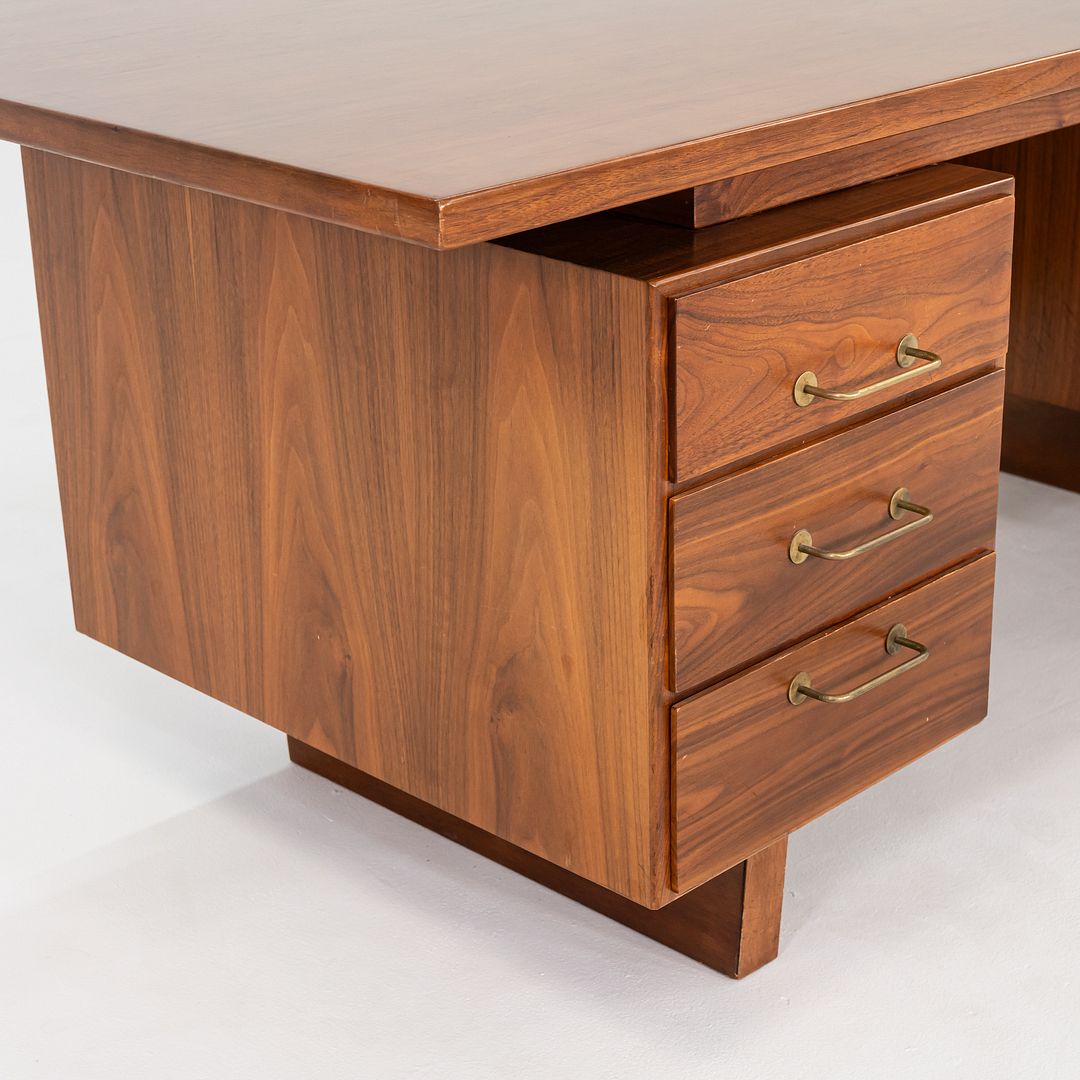 1970s Jens Risom Design Executive Desk in Walnut with Five Drawers