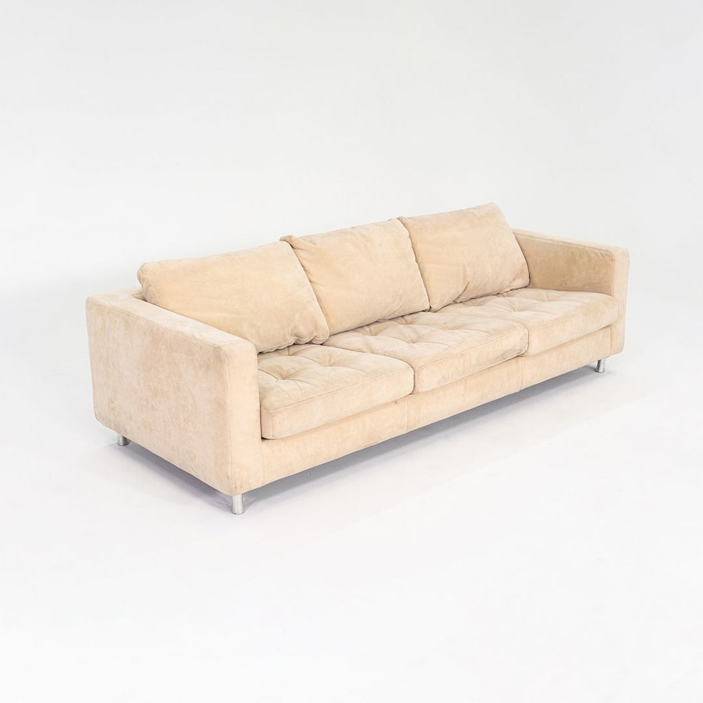 1990s Ligne Roset Tufted Three Seat Lenny Sofa Upholstered in Beige Fabric