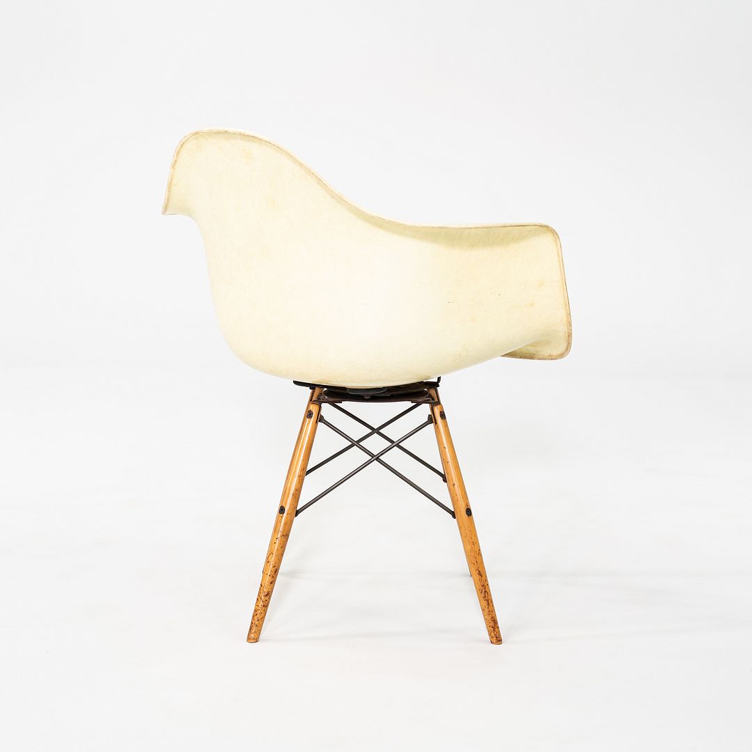 C. 1950 Herman Miller Eames PAW Swivel Chair w/ Birch Dowel Base in Parchment