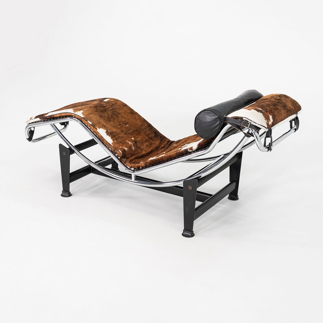 1980s Le Corbusier Perriand Jeanneret Fiocchi Italy LC4 Pony Hide Chaise Lounge