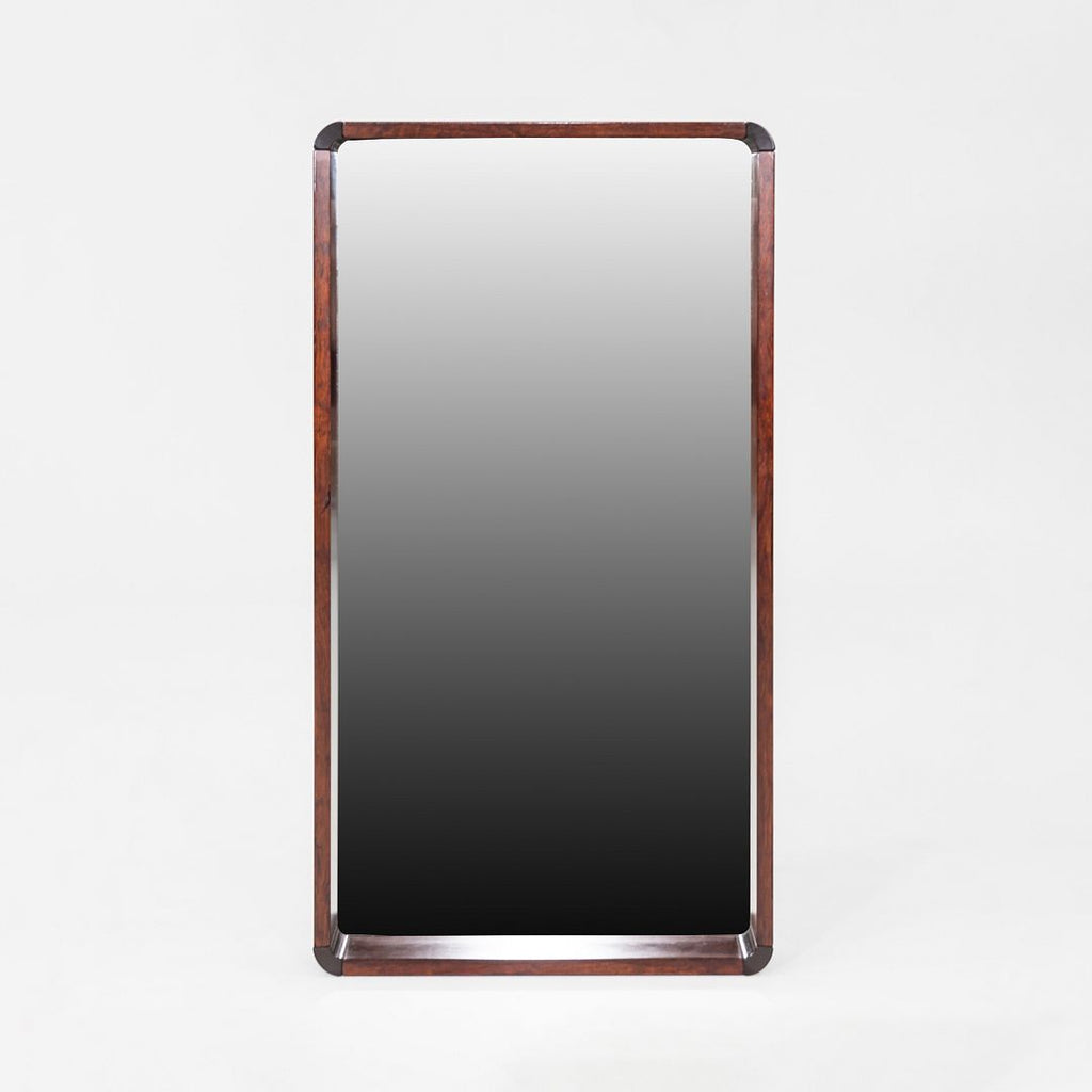 SOLD 1970s Danish Modern Rosewood Mirror with Rounded Edges 27.5 x 51 x 4 inches