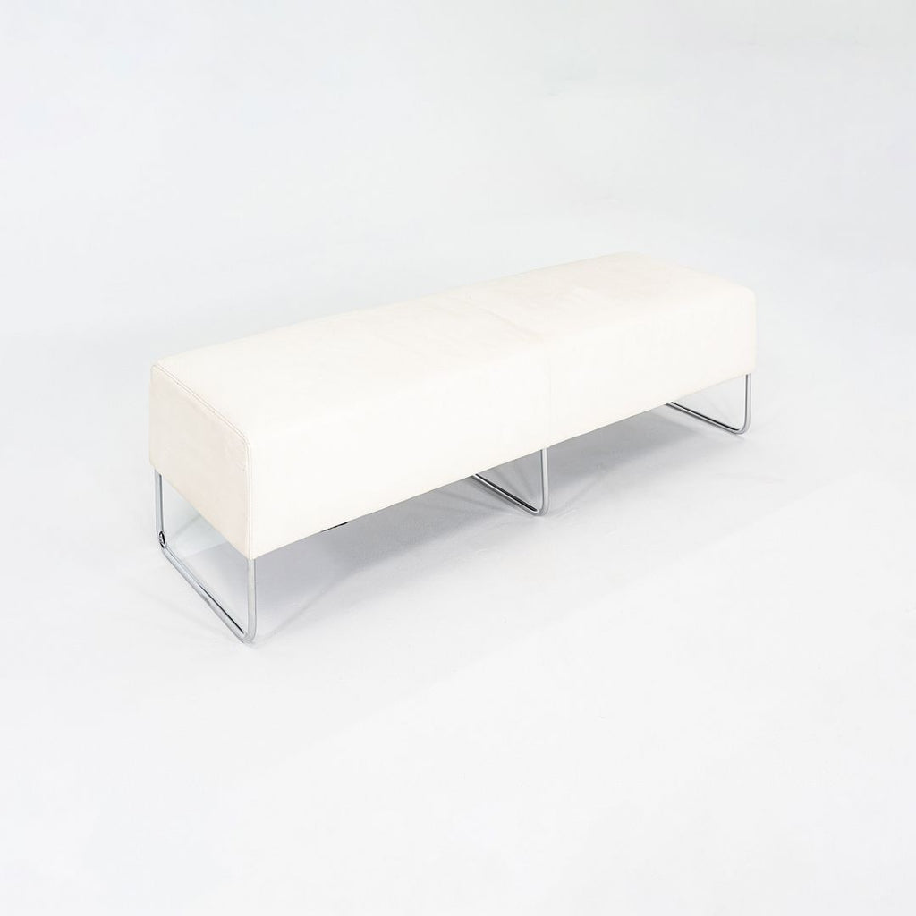 2000s Balance Bench by Jeffrey Bernett for Bernhardt Design in White Leather 63"