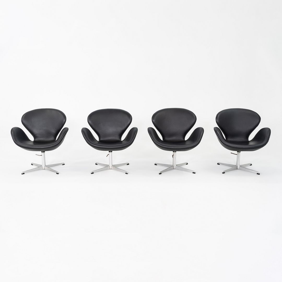 1960s Arne Jacobsen for Fritz Hansen Swan Chair in Black Leather 4x Available