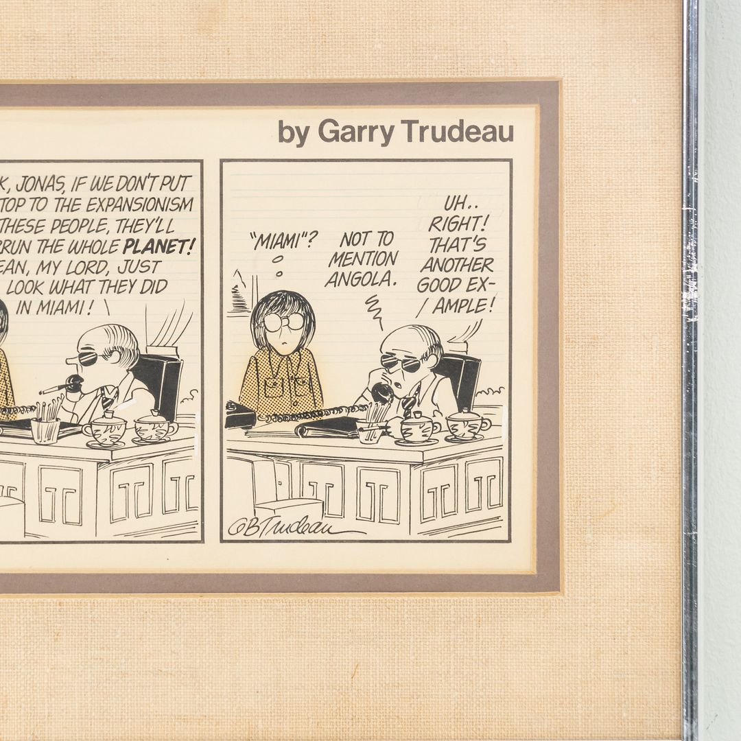 SOLD 1976 Original Framed Double Matted Doonesbury Cartoon by Garry Trudeau, April 07