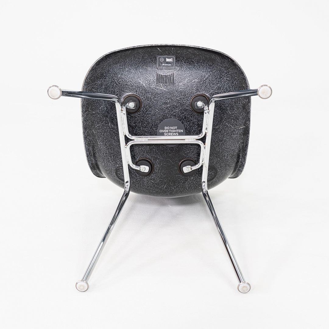 2019 Pair of Eames Modernica Molded Fiberglass Side Chairs in Black with H-Base