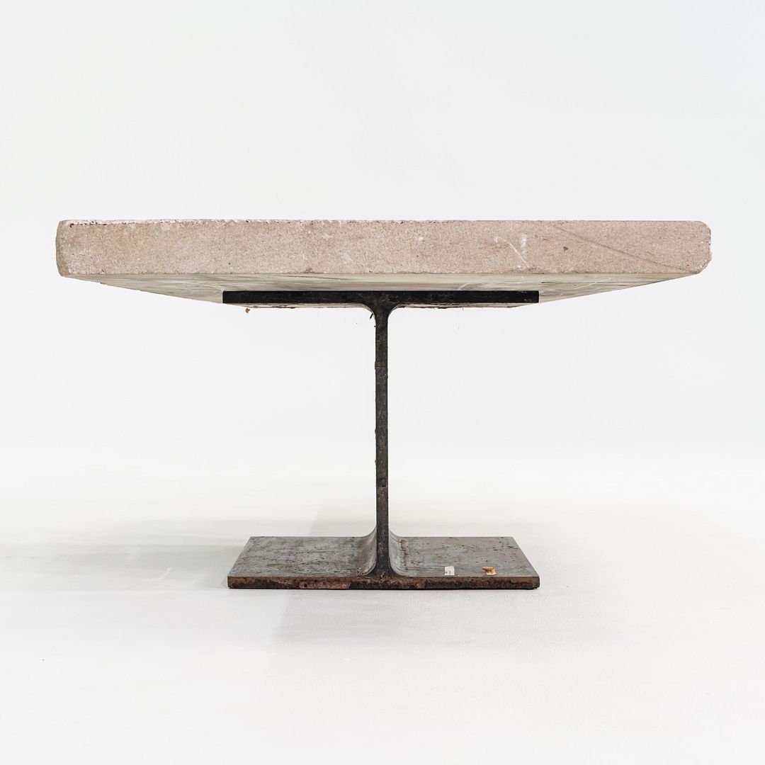 1970s Brutalist Limestone & Steel Coffee Table by Powell & Kleinschmidt of SOM