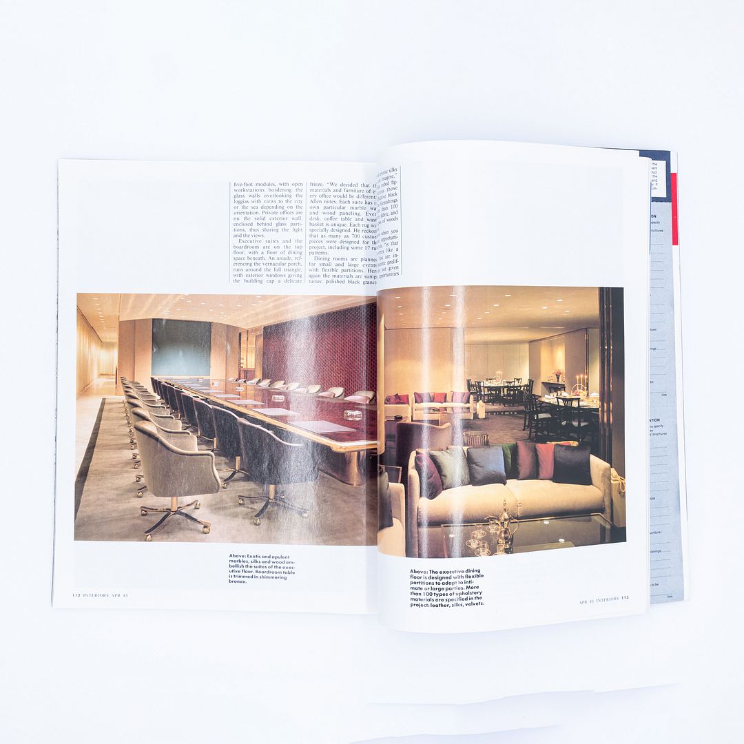 April 1985 Interiors Magazine from Gordon Bunshaft's Personal Library Collection